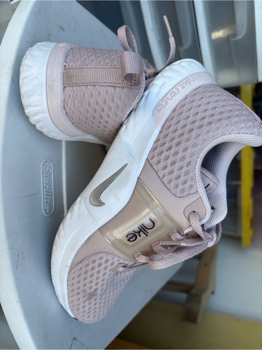 Nike Kids Blush Pink Mesh Sneakers with White Sole